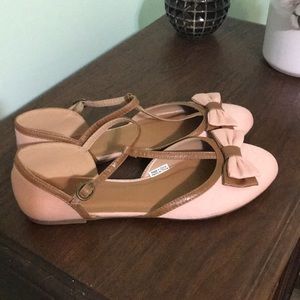 Forever 21 t strap flats pink and brown with bow